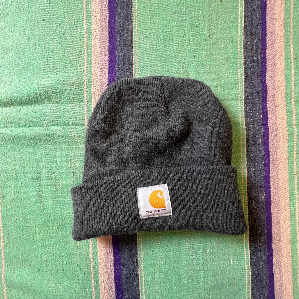 Carhartt Beanie Hat Unisex OS Charcoal Gray A18-CLH Knit Watch Cap Logo Patch